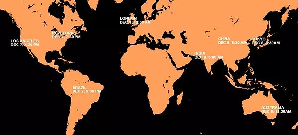 Pasifik saati ile 4.30 da başlayacak olan etkinlik Türkiye saati ile 8 Aralık sabahı 3.30’da başlayacak.