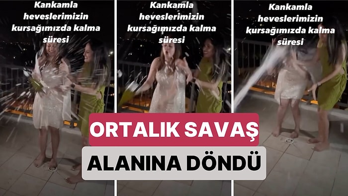 İki Arkadaş Kutlama Yapmak İçin Şampanya Patlatmak İsterken Bir Anlık Hatayla Ortalığı Savaş Alanına Çevirdi