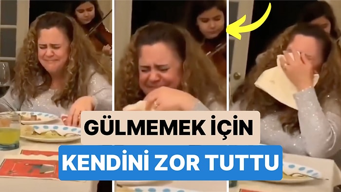 Keman Çalmaya Yeni Başlayan Kızının Verdiği İlk Resitalde Gülmemek İçin Kendini Tutan Annenin Zor Anları