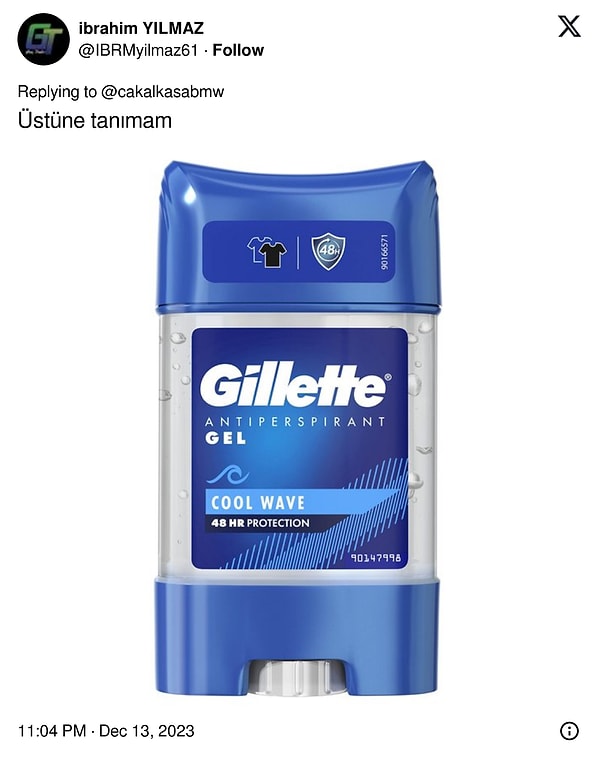 11. Gillette Antiperspirant Gel Cool Wave 70 ml