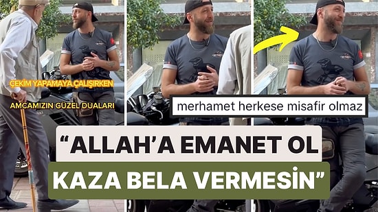 Bir Motorcu Motoruyla Fotoğraf Çekilirken Yanına Gelen Amcanın Güzel Dilekleri Kalpleri Isıttı