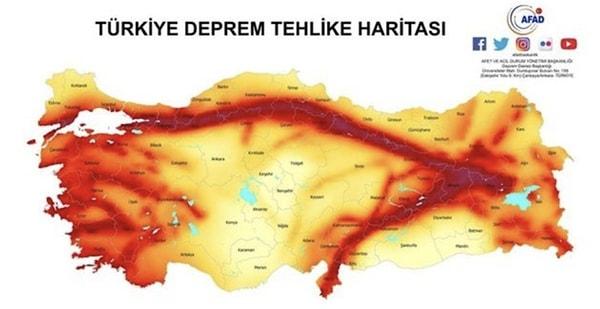 Yapılan araştırmalardan edinilen bilgilere göre, Türkiye'de 45 ilde bulunan 485 diri fayın 5,5 ve üzeri şiddette deprem üretebileceği sonucuna varıldı.