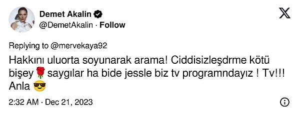 Akalın, sinirini alamamış olacak ki sosyal medya kullanıcısına da sert çıkıştı.