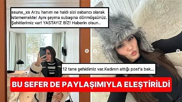 Ünlü oyuncu Hande Erçel, ülkemizin 24 saatte 12 şehit haberi almasının ardından sosyal medya hesabından kar pozları paylaşmasıyla eleştiri oklarının hedefi oldu.