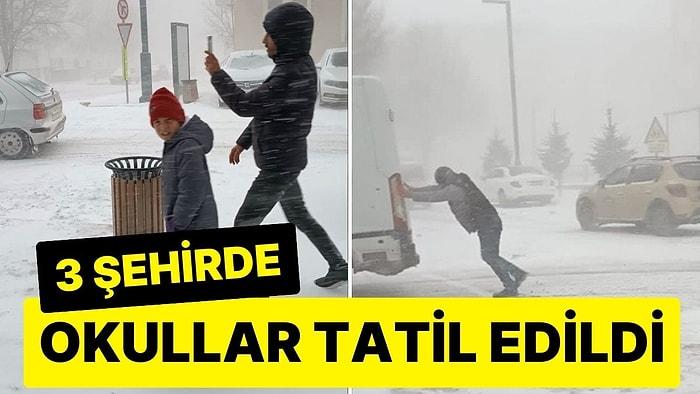 Kar Yağışı Olan Bayburt, Erzurum ve Kastamonu’da Okullar Tatil Edildi