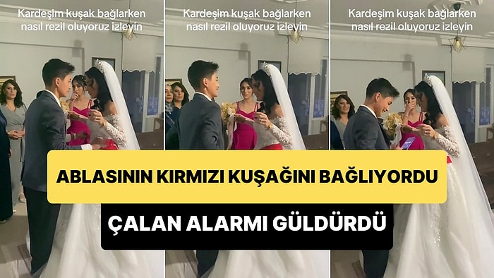 Evlenen Ablasının Kırmızı Kuşağını Bağlarken Telefonunun 'Bağırma Sesli' Alarmı Çalan Genç Kahkahaya Boğdu