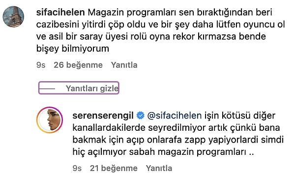 İşte o yorum ve Seren Serengil'in ima kokan cevabı 👇