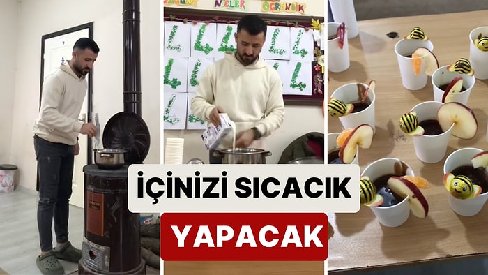 Köy Okulunda Görev Yapan Bir Öğretmenin Sınıfındaki Sobada Öğrencilerine Puding Yaptığı Anlar İçinizi Isıtacak