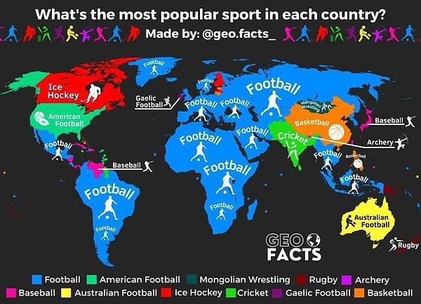 2. Her ülkedeki en popüler spor türü.