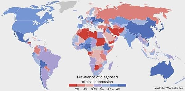15. Dünyada depresyon oranları.