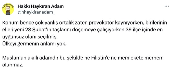 Sosyal medyada yer alan diğer paylaşımlarda da yürüyüş yerinin seküler ilçelerden biri olan Kadıköy olmasının gerginliğe neden olabileceği yönünde vurgu yapıldı ⬇️