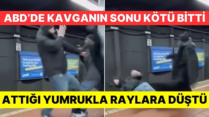 ABD'de Metroda Kavga Sırasında Yumruk Yedi: Tren Gelirken Raylara Yuvarlandı