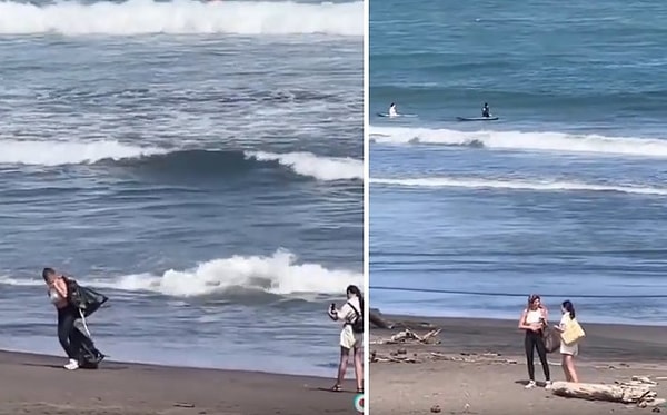 Plajdaki çöpleri temizliyormuş gibi yaparak poz veren kadının sosyal medya için yaptığı o numaranın ifşa edildiği görüntüler ise gündem oldu.