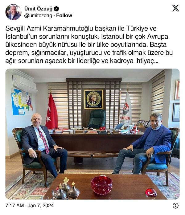 İşte, Zafer Partisi Genel Başkanı Ümit Özdağ'ın Azmi Karamahmutoğlu'nun adaylığını duyurduğu o paylaşım👇