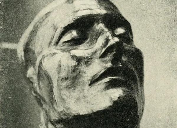 8. 1900'lerin başlarında Napolyon Bonapart'ın kadavrası üzerinden modellenmiş ölüm maskesinin fotoğrafı.