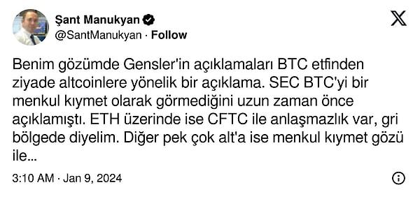 Uluslararası piyasalar uzmanı Şant Manukyan Bitcoin ETF onayını yorumladı.