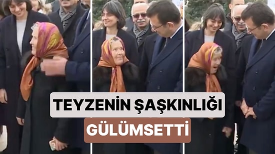 Bir Teyze Kalabalığı Yararak Önüne Geçtiği Kişinin İmamoğlu Olduğunu Geç Farkedince Güldüren Anlar Yaşandı