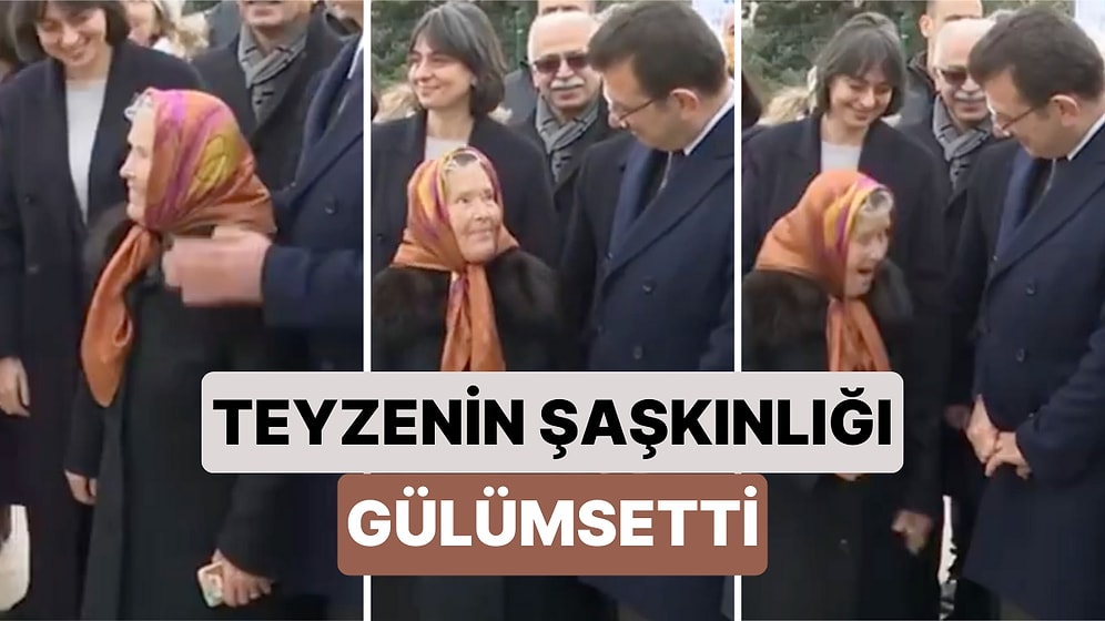 Bir Teyze Kalabalığı Yararak Önüne Geçtiği Kişinin İmamoğlu Olduğunu Geç Farkedince Güldüren Anlar Yaşandı