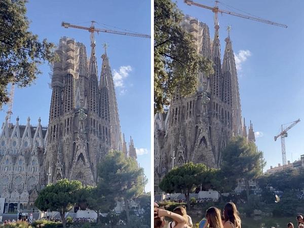 Fakat elbette her turistik mekan gibi Sagrada Familia'nın da, fotoğrafla görünen büyülü atmosferini bozan ögeler, ziyaretçilerin dikkatini çekti.