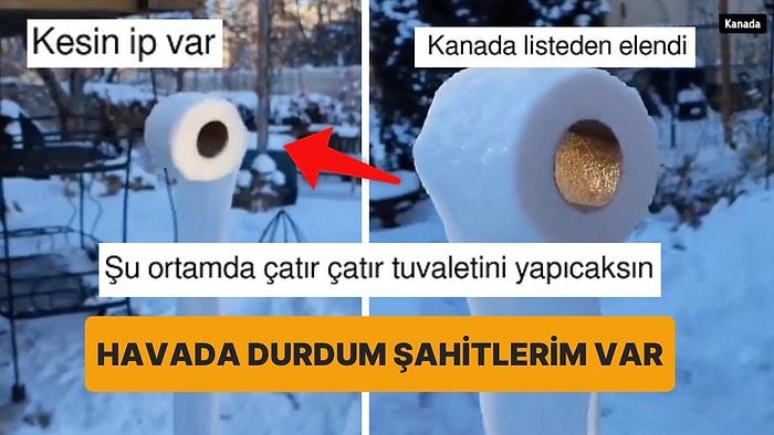 Kanada'da -36 Derece Soğukta Havada Asılı Duran Tuvalet Kağıdı Goygoycuların Diline Düştü!