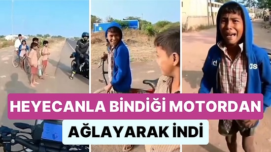 Bir Motorcunun Motorla Gezme Teklifini Duyunca Heyecanla Kabul Eden Çocuk Motordan Ağlayarak İndi