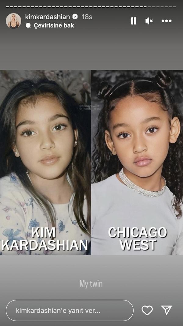 Hatta Anne Kardashian benzerliklerini göstermek için kızı ile küçüklük fotoğrafını birleştirerek hikayesinde paylaştı ve "ikizim" notunu düştü.