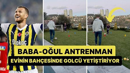 Fenerbahçe'nin Kaptanı Edin Dzeko'nun Oğluna Evinin Bahçesinde Futbol Antrenmanı Yaptırdığı Anlar