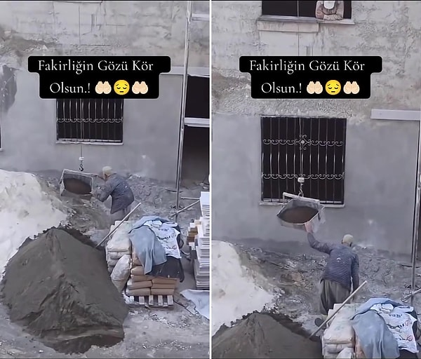 Çalışmak zorunda kalan o adamın ise belini doğrultamadığı görülüyor...