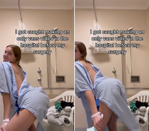 Ameliyat önlüğü ile hastane odasında twerk videosu çekmek isteyen kadın doktora yakalandı.