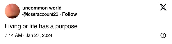 "Yaşamanın ya da yaşamın bir amacı vardır."