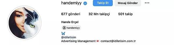 Ancak her söylenti adeta bir başka söylentiyi doğurdu: Evlilik iddialarının ardından Hande Erçel'in oyunculuğu bırakacağı iddia edildi. Erçel de Instagram bio'sundan 'Oyuncu' etiketini kaldırınca iddialar iyice güçlendi.