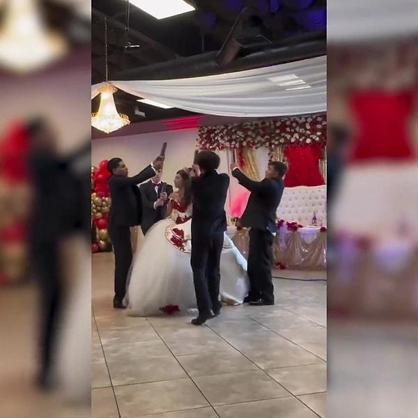 Sosyal medyada paylaşılan ancak nerede kaydedildiği belirtilmeyen bir düğün görüntüsünde de gelin, misafirlere unutulmaz bir şov yapmak istedi.