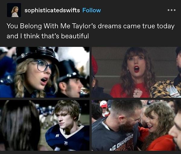 Taylor'ın ta yıllar önce 'You Belong With Me' klibinde böyle bir anı oynadığı o klip akıllara geldi.