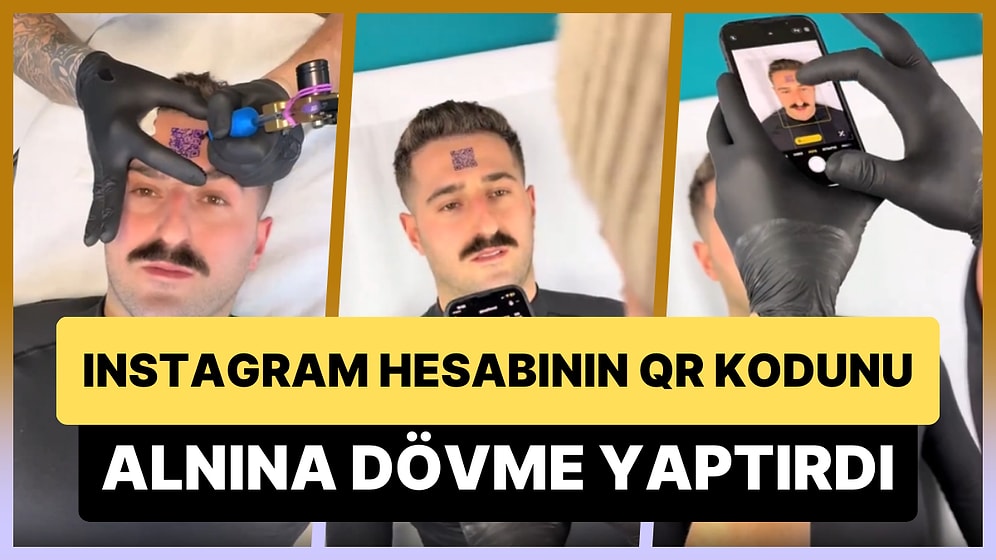 Sevgilisiyle Ortak Kullandığı Instagram Hesabının QR Kodunu Alnına Dövme Yaptıran Adam