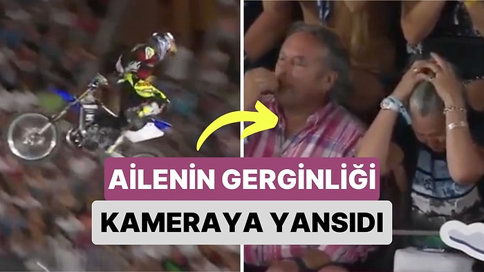 Bir Motokros Sporcusunun Performansı Sırasında Ailesinin Yaşadığı Korku Dolu Anlar Kameralara Yansıdı