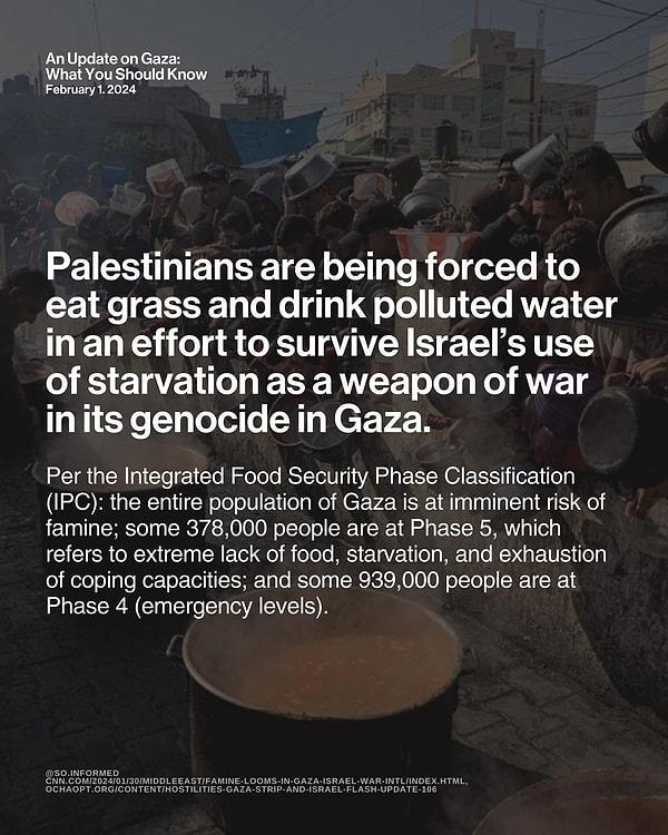 Filistin halkı, İsrail'İn açlığı bir savaş silahı olarak kullanmasından dolayı ot ve kirli su içmek zorunda kalıyor.