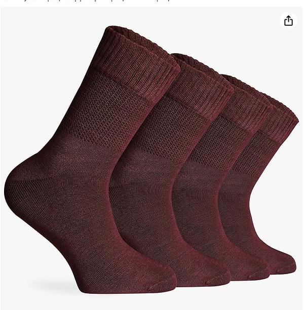 15. Nova Socks 4'lü Bambu Şişmiş Ayaklar İçin Çorap Seti