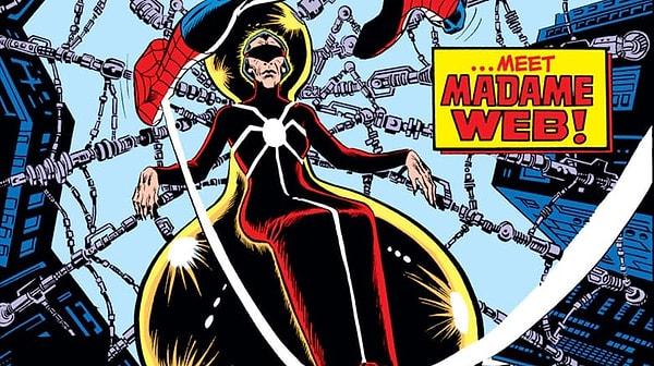 Madame Web karakteri, Spider-Man çizgi romanlarından tanıdığımız örümcek ağı şeklindeki yaşam destek sistemiyle bağlantılı yaşlı bir kadındır.