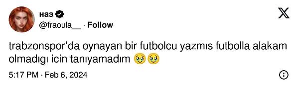 Instagram fenomeni "fraoulaa00" Twitter hesabından Trabzonsporlu bir futbolcunun kendisine DM attığını iddia etti.