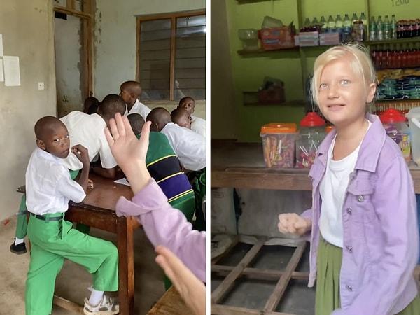 Afrika'da yerel bir okulda eğitim gören Sonya, okulda geçirdiği bir gününü paylaştı.