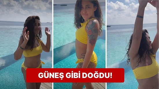 Maldivler'de Tatil Yapan Melek Mosso, Bikinili Dansıyla Kışımızı Yaza Çevirdi