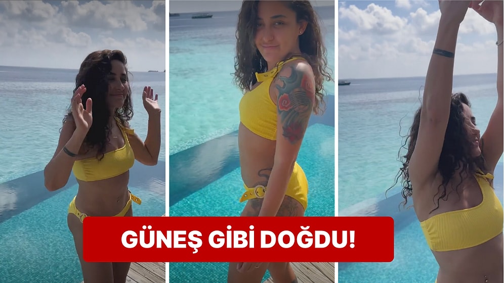 Maldivler'de Tatil Yapan Melek Mosso, Bikinili Dansıyla Kışımızı Yaza Çevirdi
