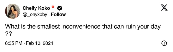 Bir X kullanıcısı, "Gününüzü mahvedebilecek en küçük şey nedir?" diye sordu.