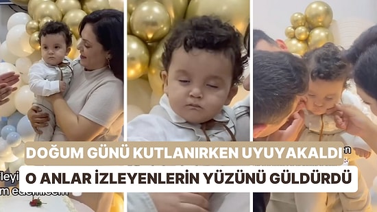 Doğum Günü Kutlanırken Uykusu Gelen Miniğin Mumu Bile Üfleyemeden Uyuyakaldığı Anlar Hepinizi Gülümsetecek