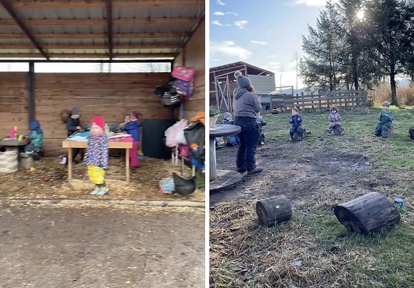 ABD'de, Foothills Nature School isimli okul öncesi eğitim veren bir eğitim kurumunun eğlenceli görüntüleri özellikle doğa tutkunu velileri kendine hayran bıraktı.