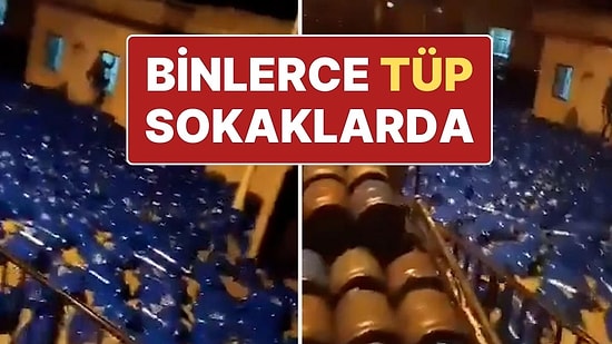 Suriye'de Şiddetli Yağışlar Sonrası Oluşan Sel Yüzünden Binlerce Tüp Sokaklara Saçıldı