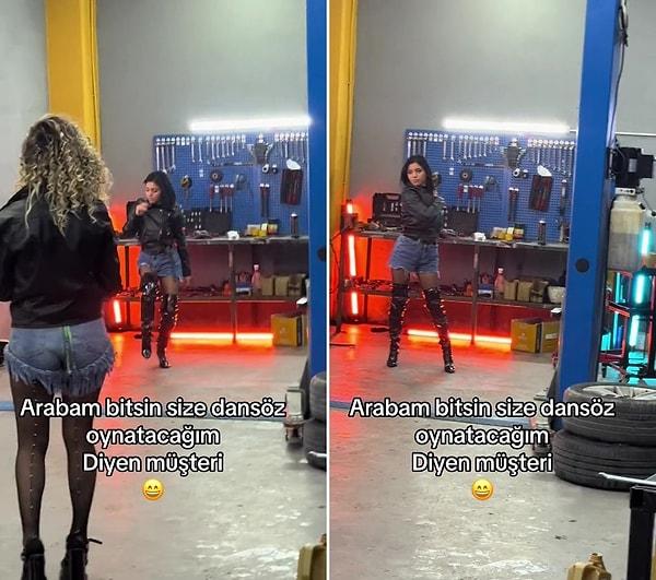 Sanayide çalışan gencin sözlerinden sonra ise kamera oto tamir dükkanında dans eden iki kadını gösterdi...
