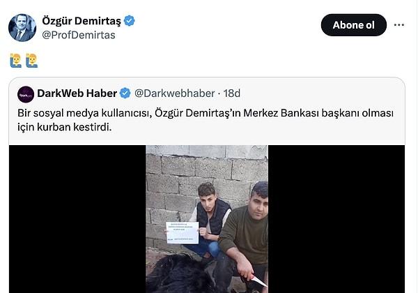 Özgür Demirtaş, kısa bir süre sonra videoyu fark ederek emoji ile tepki verdi 👇
