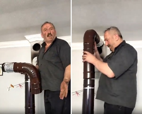 2 farklı baca olduğu için de taşın nereye gittiğini bilmediğini söyleyen Ahmet abi, o anlarda durumu karısına anlatmaya çalışıyor.