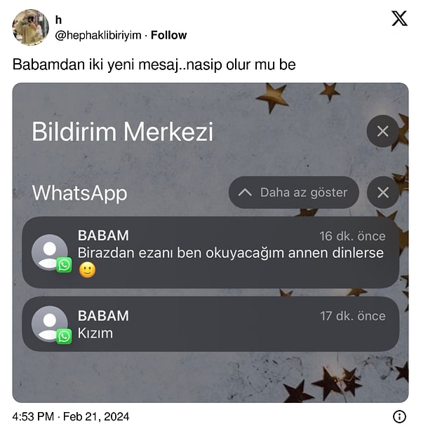 Sosyal medya kullanıcıları ebeveynleriyle mesajlaşmalarını sık sık paylaşırken, bir kullanıcının babasının attığı mesaj okuyanlar tekrardan aşka inandırdı.